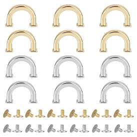 12 наборы 2 цвета сплав D-образные застежки, пряжка арочного моста, с железными винтами, для аксессуаров для замены сумок