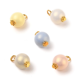 Pendentifs de perles acryliques en alliage, peint à la bombe, caoutchouté, or