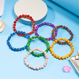 Bracelets extensibles en perles rondes en acrylique