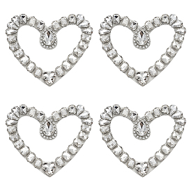 4 шт., аппликации из фетра для рукоделия с бисером, со стеклом, аксессуары для костюма, швейные украшения, сердце