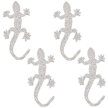 Самоклеящаяся наклейка из горного хрусталя с блестками, геккон