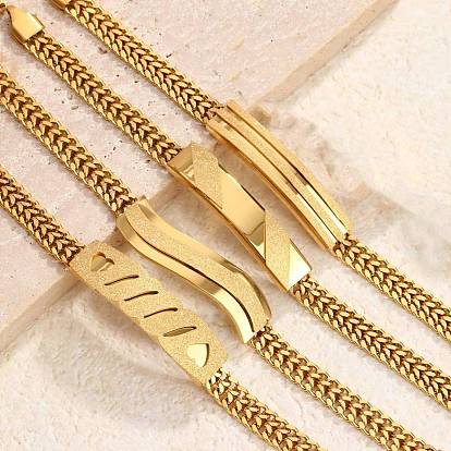 304 из нержавеющей стали ссылка браслеты, браслеты из цепочек панцирного плетения для женщин, прямоугольные