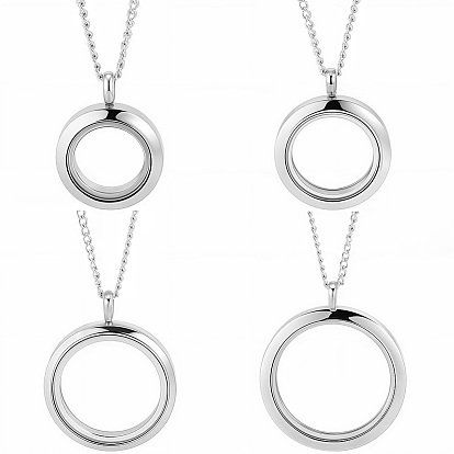 DIY Pendant Necklaces Making Kits, include 4Pcs 4 Styles Stainless Steel Locket Pendants, 4Pcs 304 Stainless Steel Mens Womens Curb Link Chain Necklaces