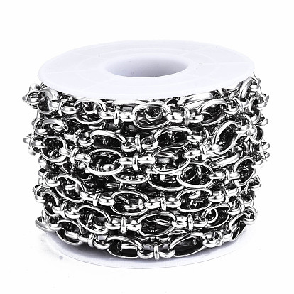 304 Stainless Steel Oval Link Chains, with Spool, Unwelded