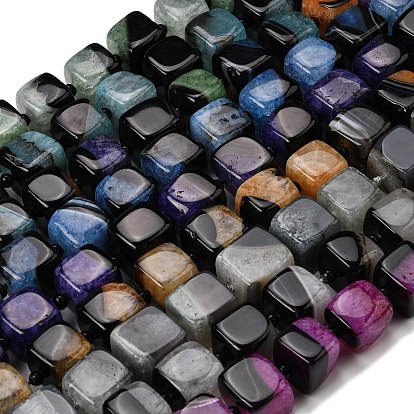 Природный агат бисер нитей, кубические, с бисером, смешанные окрашенные и неокрашенные