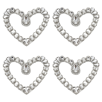 4 шт., аппликации из фетра для рукоделия с бисером, со стеклом, аксессуары для костюма, швейные украшения, сердце