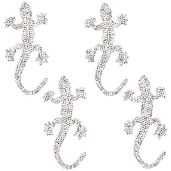 Самоклеящаяся наклейка из горного хрусталя с блестками, геккон