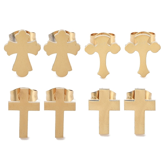 Вакуумное покрытие pvd 304 серьги-гвоздики из нержавеющей стали для женщин, крестик