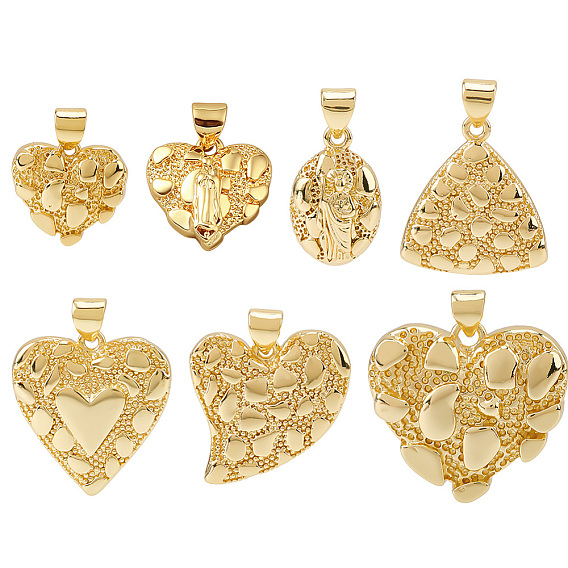 7 шт 7 стили латунные подвески, золотые