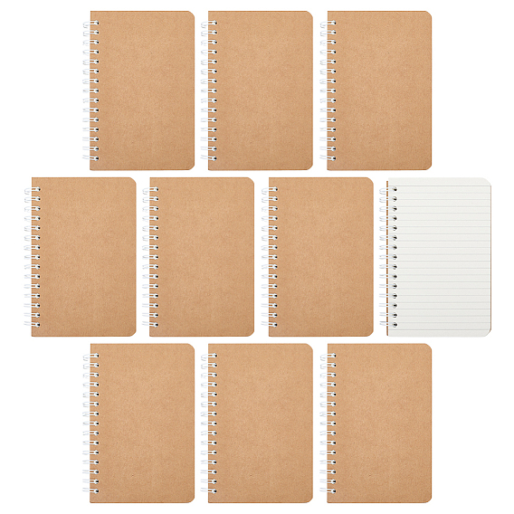 10шт. бумажные тетради на спирали, с железным кольцом, прямоугольные