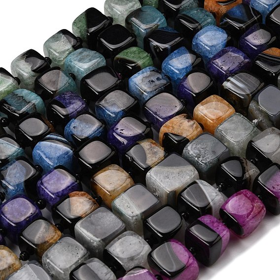 Природный агат бисер нитей, кубические, с бисером, смешанные окрашенные и неокрашенные