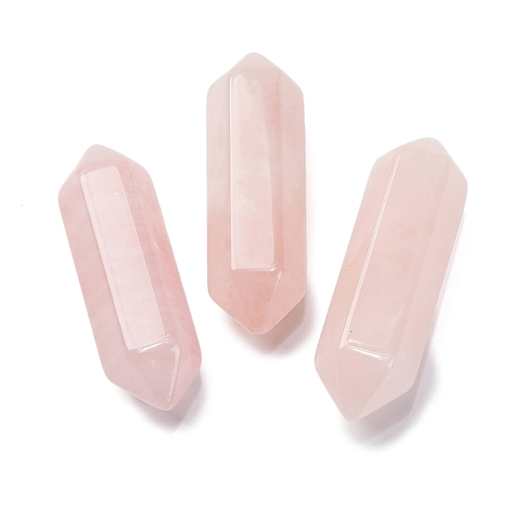 Натуральный розовый кварц с двойными наконечниками, граненые