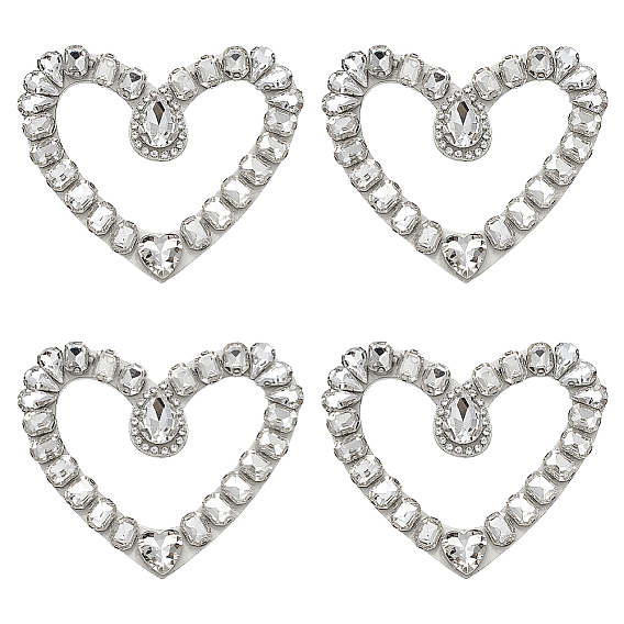 4 шт., аппликации из фетра для рукоделия с бисером, со стеклом, аксессуары для костюма, швейные украшения, сердце