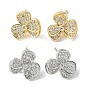Серьги-гвоздики из латуни с микропрозрачным кубическим цирконием в форме клевера, долговечный, без свинца и без кадмия
