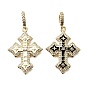 Латунные эмалированные европейские подвески с подвесками, подвески с большим отверстием в форме креста из прозрачного кубического циркония, реальный 18 k позолоченный, стойки покрытие, долговечный, без свинца и без кадмия