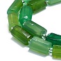 Natural Green Onyx Agate Beads Strands, with Seed Beads, Faceted, Column, Dyed & Heated