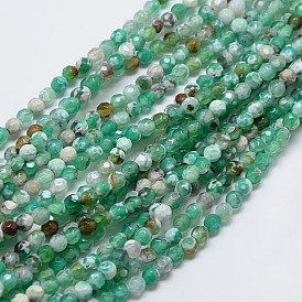 Natural Fire Crackle Agate Beads Strands, Dyed, Faceted, Round, 4mm, Hole: 1mm, about 95pcs/strand, 14.96 inch