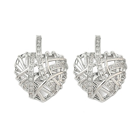 Латунные микропаве прозрачные подвески с фианитом, без кадмия и без свинца, сердце