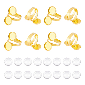 Набор для самостоятельного изготовления двойного куполообразного кольца, включая компоненты латунных манжетных колец, Кабошоны из стекла