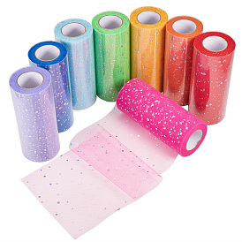 Glitter Sequin Deco Mesh Ribbons, Tulle Fabric, Tulle Roll Spool Fabric For Skirt Making