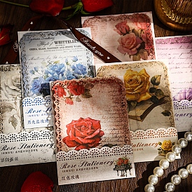 10 Sheets Rose Flower Scrapbook Paper Pads, for DIY Album Scrapbook, Background Paper, Diary Decoration