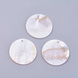 Shell Pendants, Undyed, Flat Round
