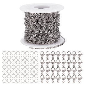 BENECREAT 25m 304 Stainless Steel Cable Chains for DIY Chain Necklace Making Kit, with 50Pcs Jump Rings & 20Pcs Lobster Claw Clasps