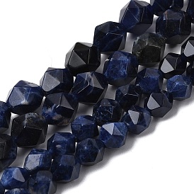 Нити из натуральных бусин содалита, звезды вырезать круглые бусы, граненые