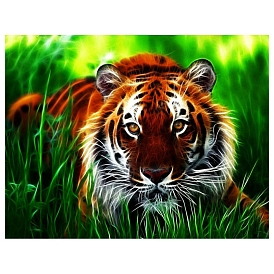 Tiger DIY Diamond Painting Kits, Including Acrylic Rhinestones Bag, Diamond Sticky Pen, Tray Plate and Glue Clay