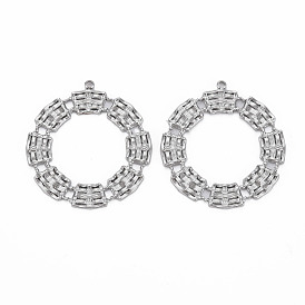 304 Stainless Steel Pendants, Cadmium Free & Nickel Free & Lead Free, Hollow, Ring
