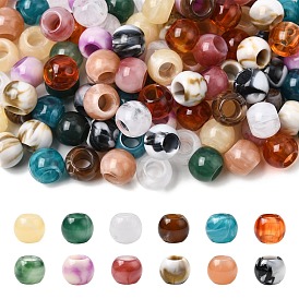 120 pièces 12 perles européennes en acrylique imitation jade de différentes couleurs, Perles avec un grand trou   , rondelle, deux tons