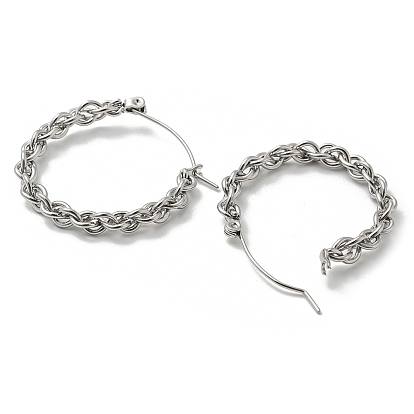 304 Stainless Steel Hoop Earrings, Mesh Chains Shape