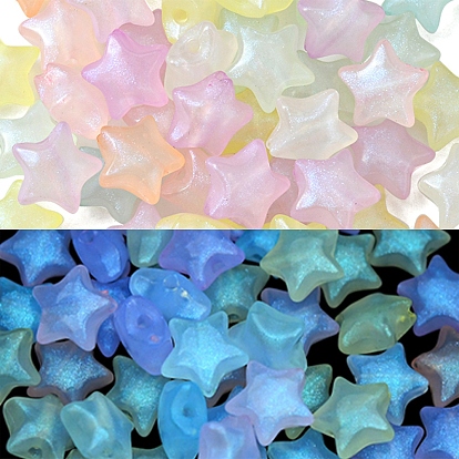 Luminous Acrylic Beads, Glitter Beads, Glow in the Dark, Star