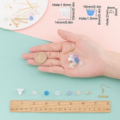SUNNYCLUE DIY Dangle Earring Making Kits, Including Brass & 304 Stainless Steel & Acrylic & Glass Beads, Acrylic Bead Caps, Iron Findings and Brass Earring Hooks