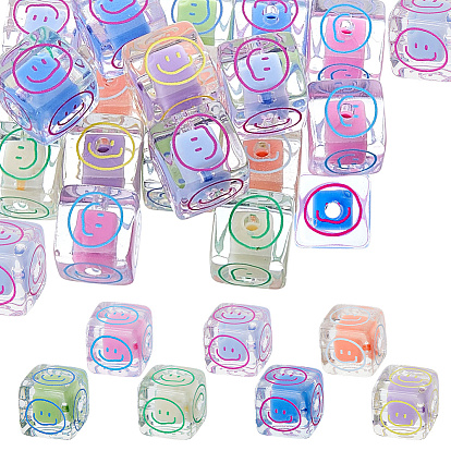 21 шт 7 цвета акриловые бусины, куб с улыбающимся лицом