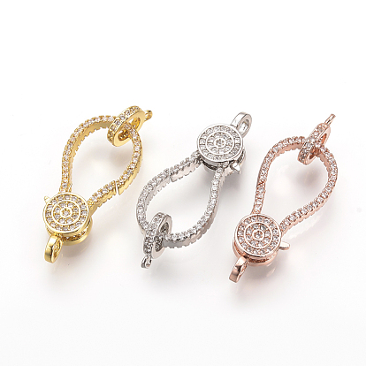 Brass Micro Pave Cubic Zirconia Lobster Claw Clasps