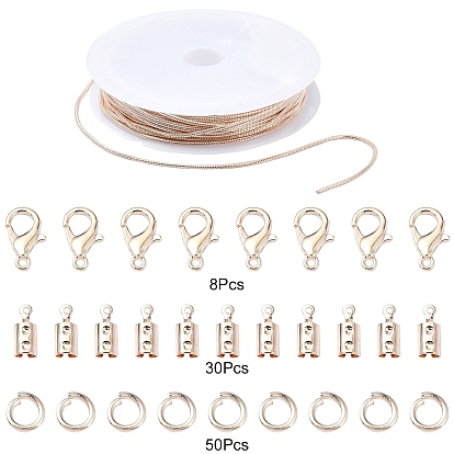 Комплекты украшений для ожерелий/браслетов своими руками, включая латунные змеиные цепи, железо складной обжима концов, Застежки-лобстеры из цинкового сплава и открытые кольца для прыжков