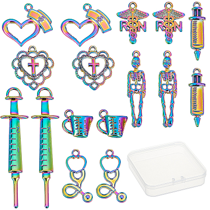 16Pcs 8 Style Alloy Pendants, Cadmium Free & Nickel Free & Lead Free, Mixed Shapes