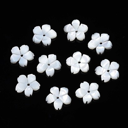 Perles naturelles de coquillages blancs, perles en nacre, fleur