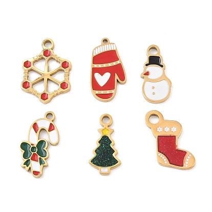 Рождество 304 эмалированные подвески из нержавеющей стали, золотые