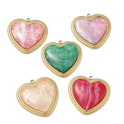 304 подвески из нержавеющей стали смолы, сердце прелести, реальный 18 k позолоченный, вакуумное покрытие pvd, долговечный