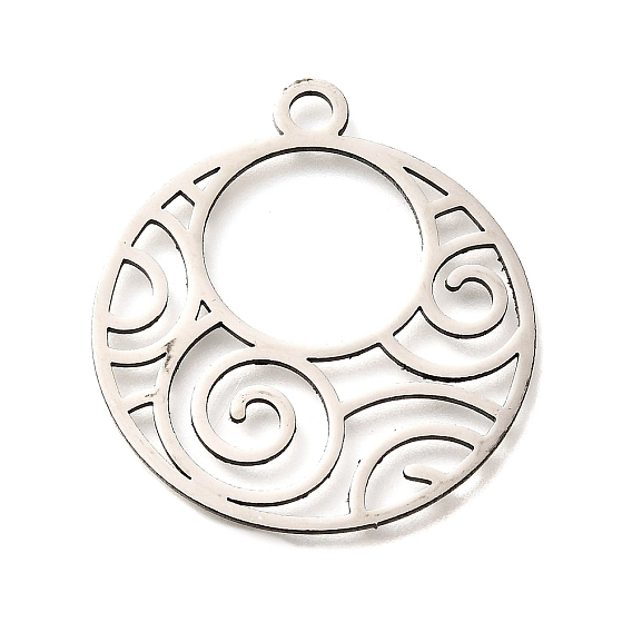 Богемный 201 подвески из нержавеющей стали, лазерная резка, полый плоский круглый шарм, анти-тускнение
