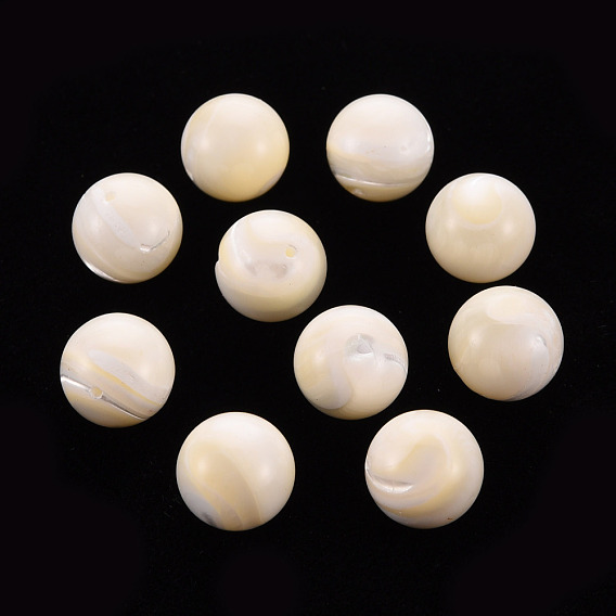 Natural Trochid Shell/Trochus Shell Beads, Half Drilled, Round