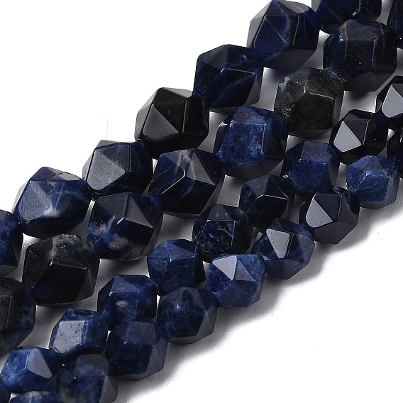 Нити из натуральных бусин содалита, звезды вырезать круглые бусы, граненые