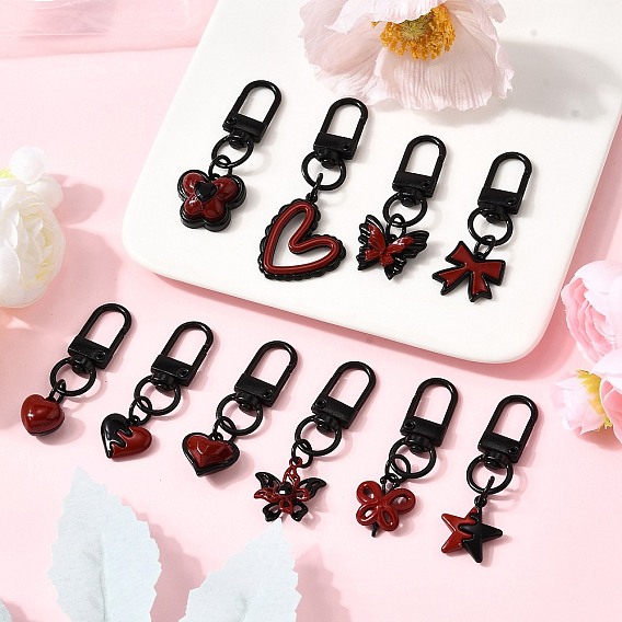 10 шт. красные и черные подвесные украшения из сплава с двойным экраном, разнообразные