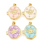 Подвески латуни медальон, с эмалью и прозрачным кубическим цирконием, без кадмия и без свинца, реальный 18 k позолоченный, стойки покрытие, долговечный, ангельские прелести