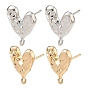 Brass Stud Earring Findings, Heart, with Loop, Long-Lasting Plated, Rack Plating