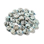 Natural Sesame Jasper/Kiwi Jasper Beads Strands, with Seed Beads, Faceted Hexagonal Cut, Flat Round