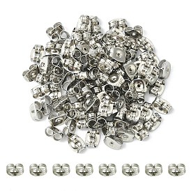 304 Stainless Steel Ear Nuts, Friction Earring Backs for Stud Earrings,  Stainless Steel Color, 5x4x2.5mm, Hole: 1mm