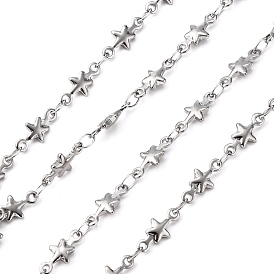 304 Stainless Steel Link Chains, Soldered, Decorative Star Chain, 5mm